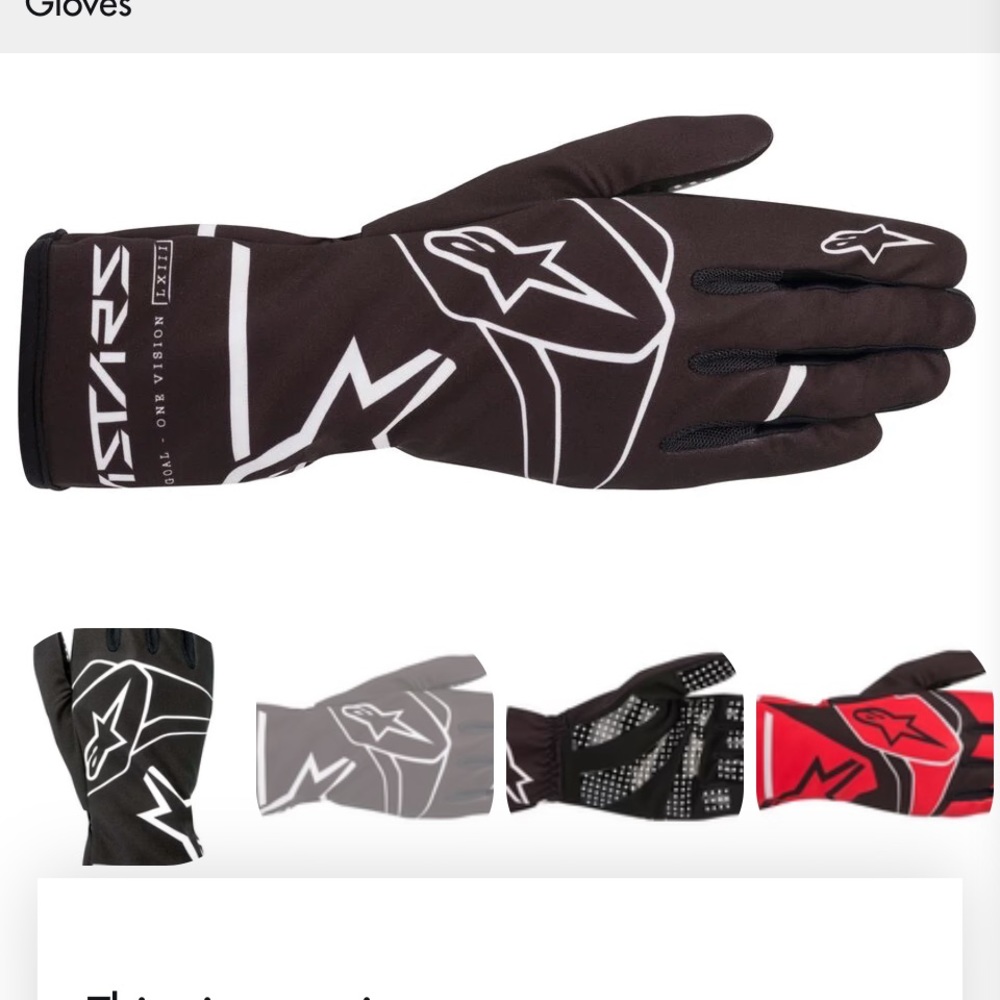 Alpinestars Tech-1 Kart Race V2 Gloves Black Sz Small